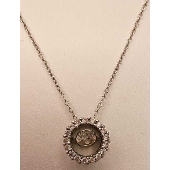 Floating Diamond Halo CZ 18" 925 Sterling Silver Necklace - Picture 3 of 6
